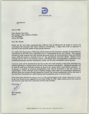 [Letter from Steve Bartlett to Peter Brooks dated June 12, 1992]