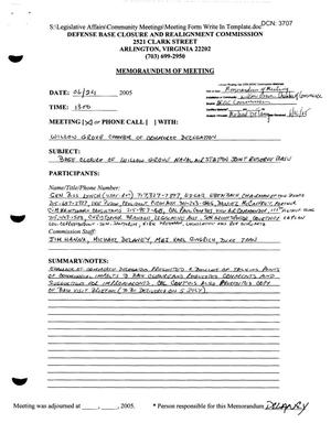 Primary view of object titled '[Memorandum of Meeting: Naval Air Station Willow Grove, Pennsylvania, June 24, 2005, Part 1]'.