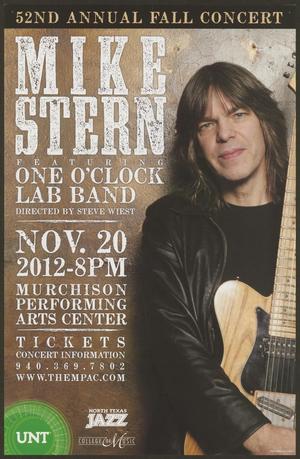 Primary view of object titled '[Concert Poster: Mike Stern Featuring One O'Clock Lab Band]'.