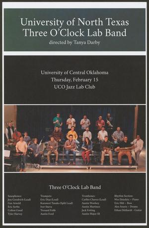 Primary view of object titled '[Concert Poster: University of North Texas Three O'Clock Lab Band]'.