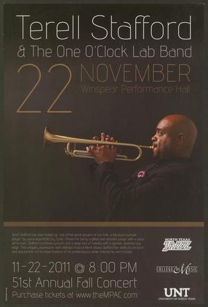 Primary view of object titled '[Concert Poster: Terell Stafford & the One O'Clock Lab Band]'.