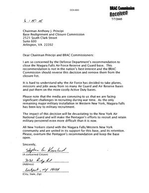 Letters from concerned citizens to the BRAC Commission