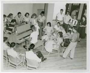 [Students in Howdy Room of Memorial Union Building at North Texas State College]
