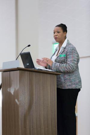 [Shani Barrax Moore speaking at E&D conference]