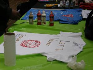 [Decorated shirts at 2007 Clothesline Project]
