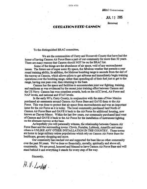 Letters From Citizens of Cannon AFB to Commission