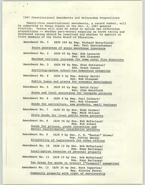 Primary view of object titled '[1987 proposed Texas constitutional amendments]'.