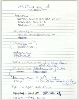 Primary view of object titled '[Handwritten LGPC agenda]'.