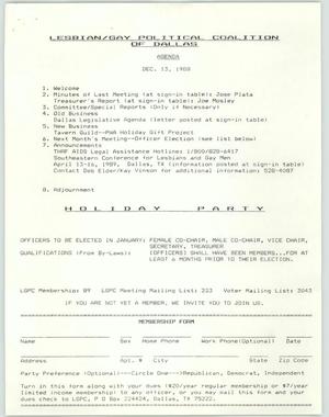 [LGPC meeting agenda and member registration form, December 13, 1988]