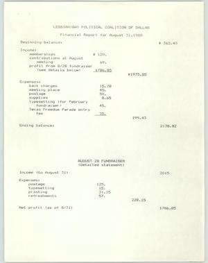 [LGPC financial report, August 31, 1988]