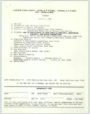 [LGPC meeting agenda, March 1, 1988]