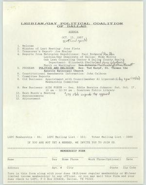 [LGPC meeting agenda, October 13, 1987]