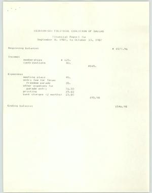 [LGPC financial report, September 8 to October 13, 1987]