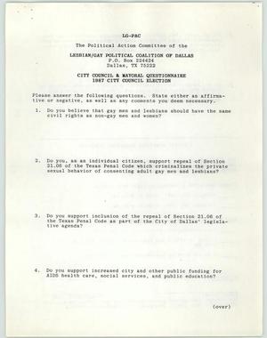 [LGPC 1987 city council and mayoral questionnaire]
