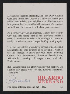 [Ricardo Medrano campaign card]