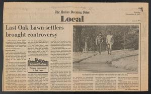 [Clipping: Last Oak Lawn settlers brought controversy]