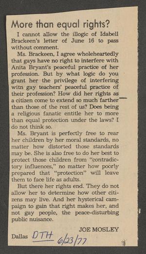 [Clipping: More than equal rights?]