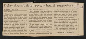 [Clipping: Delay doesn't deter review board supporters and Gays present review proposal]