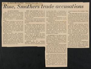 Primary view of object titled '[Clipping: Rose, Smothers trade accusations]'.