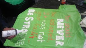 [Green Clothesline Project t-shirt]