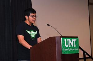 [Student speaking at UNT ceremony]
