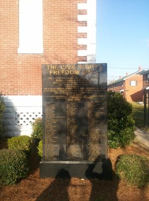 [Civil Rights Freedom Wall at AME church]