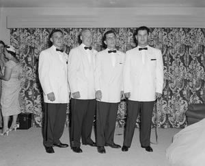 [A Groom, Robert (Bob) Scarborough, posing with his groomsmen]