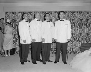 [Groom, Robert (Bob) Scarborough, posing with his groomsmen, 2]