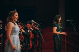 [Two singers performing with the Symphony Orchestra at the UNT College of Music Gala]