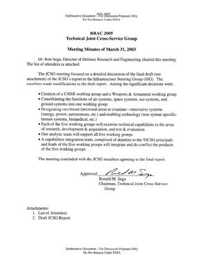 Technical Cross-Service Group - Meeting Minutes of March 31, 2003