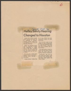 Primary view of object titled '[Clipping: Hefley sanity hearing changed to Houston]'.