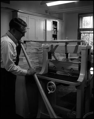 [Book Bindery - Process - Male Individual with Machine - 1963]