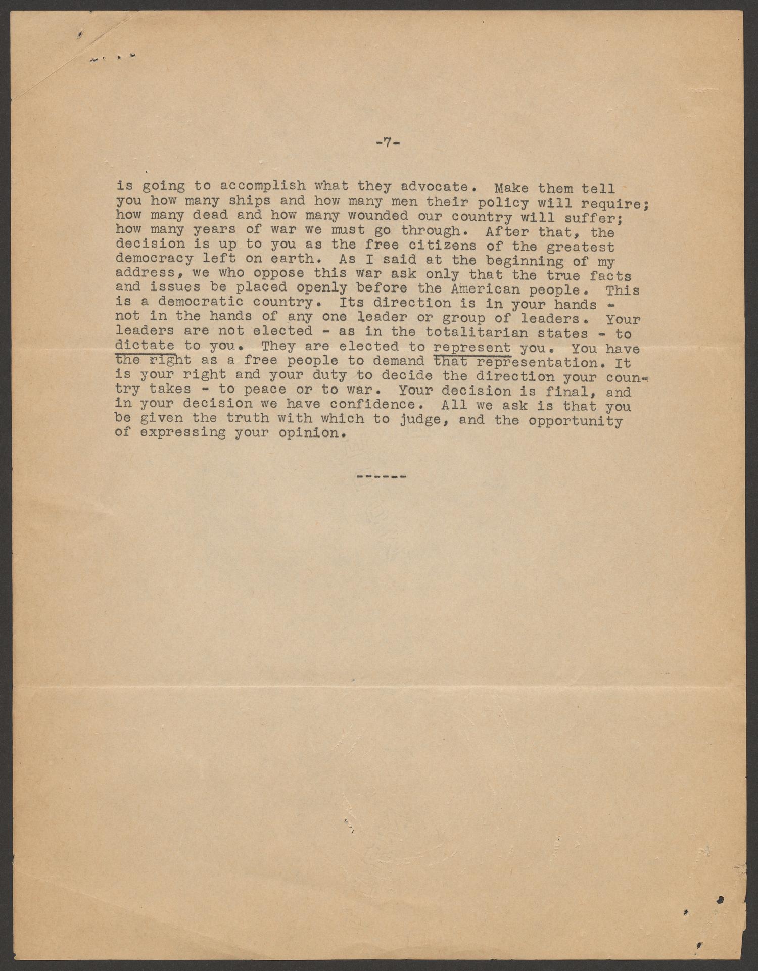 Address by Charles A. Lindbergh, Hollywood Bowl, Los Angeles: carbon copy, 1941 June 20
                                                
                                                    [Sequence #]: 13 of 14
                                                