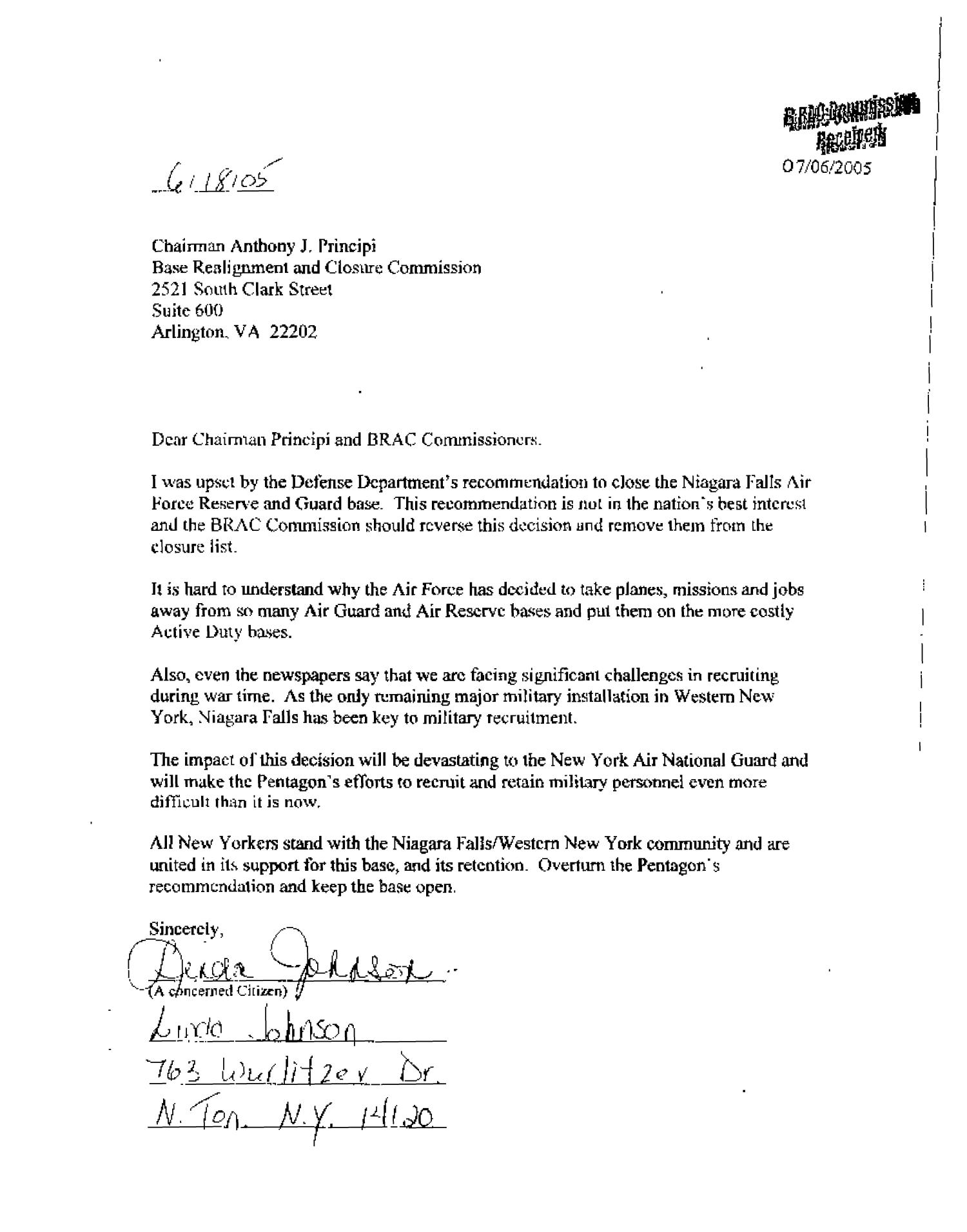 Letters from Niagara Falls Community to the Commission
                                                
                                                    [Sequence #]: 91 of 501
                                                