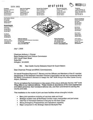 Letter from the Delaware Volunteer Fireman's Association to Chairman Principi dtd 1 July 2005