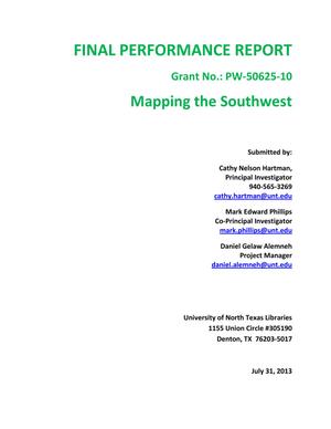 Primary view of object titled 'Mapping the Southwest: Final Performance Report'.