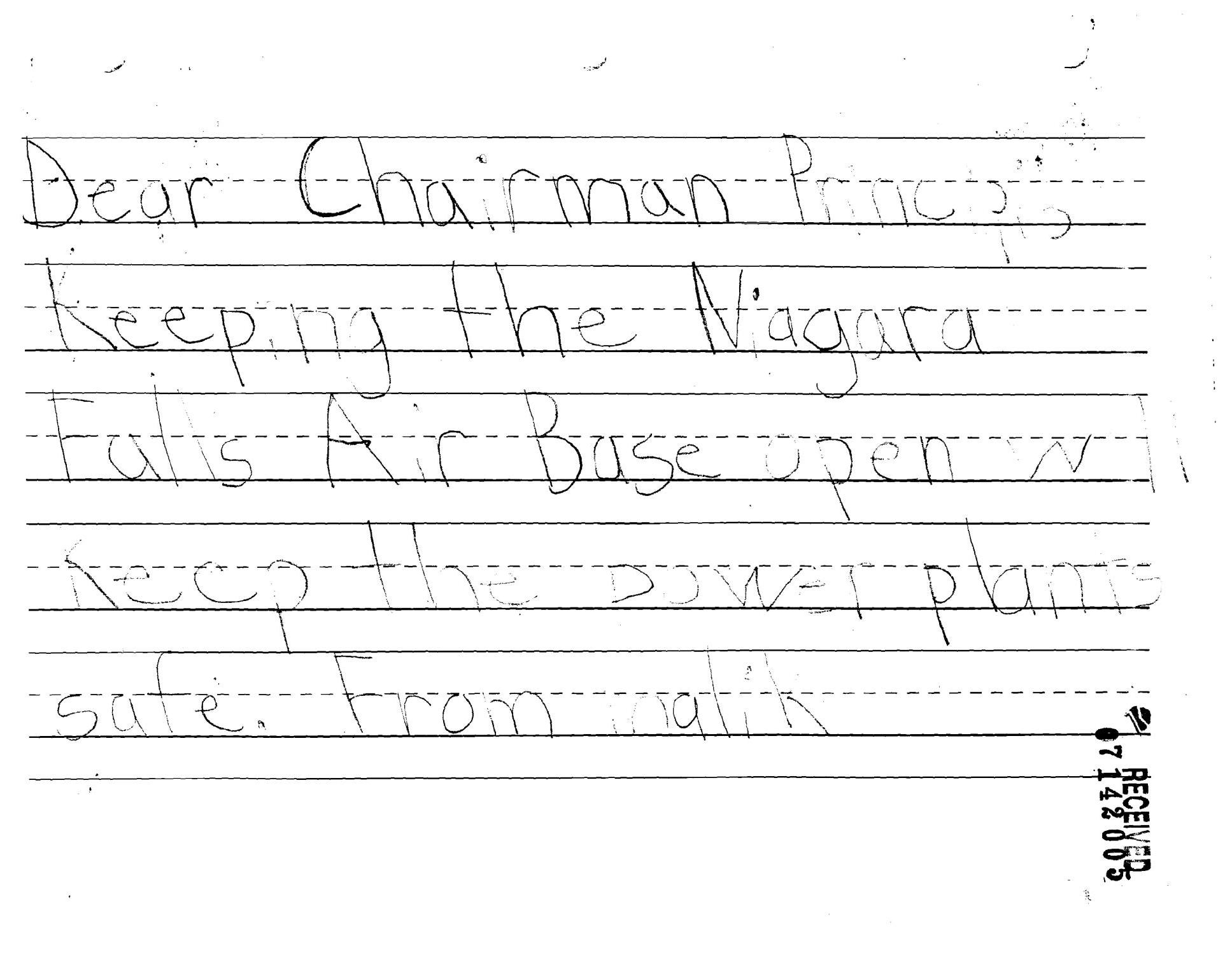 Letters From Children at Niagara Air Base Pleading for the Base to Stay Open
                                                
                                                    [Sequence #]: 8 of 85
                                                