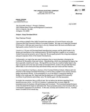Letter from John M. Stropski Regarding DFAS Cleveland