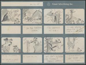 Primary view of object titled '[Eight-panel storyboard of Frosty Dog, Pup, and a dragon, pt. 1]'.