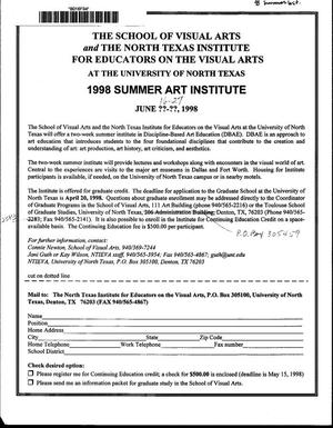 [Application for the North Texas Institute for Educators on the Visual Arts 1998 Summer Art Institute]