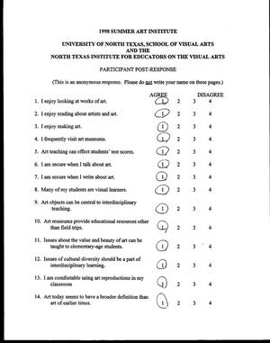 [North Texas Institute for Educators on the Visual Arts 1998 Summer Institute Post-Response Questionnaires]