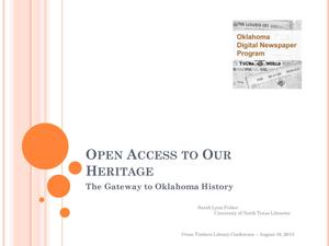 Open Access to Our Heritage: The Gateway to Oklahoma History