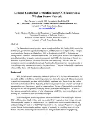 Primary view of object titled 'Demand Controlled Ventilation using CO₂ Sensors in a Wireless Sensor Network'.