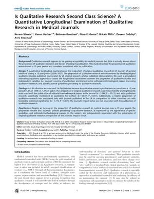Is Qualitative Research Second Class Science? A Quantitative Longitudinal Examination of Qualitative Research in Medical Journals
