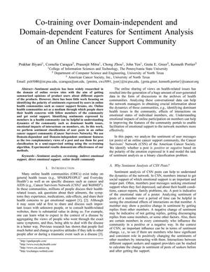 Co-training over Domain-independent and Domain-dependent Features for Sentiment Analysis of an Online Cancer Support Community