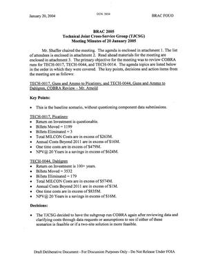 Technical Cross-Service Group - Meeting Minutes of January 20, 2005