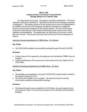 Technical Cross-Service Group - Meeting Minutes of January 27, 2005