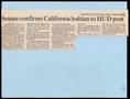 Thumbnail image of item number 3 in: '[Clipping: Senate confirms California lesbian to HUD post]'.