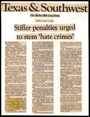 [Clipping: Stiffer penalties urged to stem 'hate crimes']