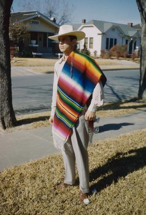 [Charles Williams in a hat and blanket]